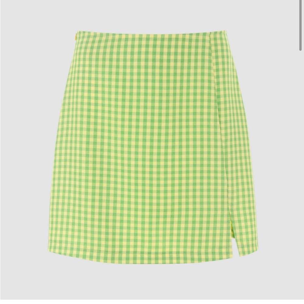 CIDER NWT Green + Yellow Plaid Mini Skirt